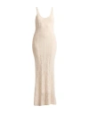Erika Cavallini Woman Maxi Dress Cream Size M Mohair Wool, Polyamide, Wool