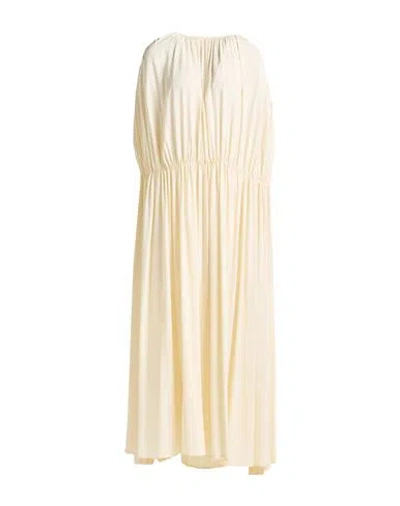 Erika Cavallini Woman Maxi Dress Ivory Size 6 Acetate, Silk In Yellow
