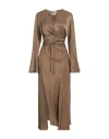 Erika Cavallini Woman Maxi Dress Khaki Size 8 Cupro, Viscose In Beige