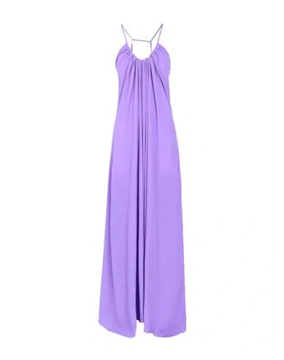 Erika Cavallini Woman Maxi Dress Light Purple Size 10 Acetate, Silk