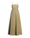 Erika Cavallini Woman Maxi Dress Sage Green Size 6 Cotton, Polyamide In Sage Green