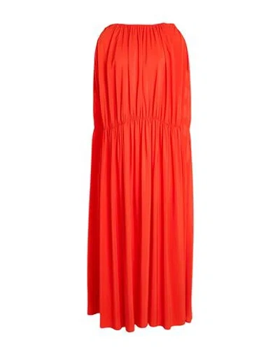 Erika Cavallini Woman Maxi Dress Tomato Red Size 4 Acetate, Silk