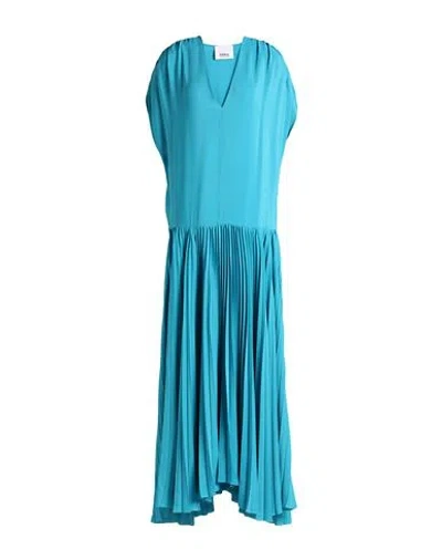 Erika Cavallini Woman Maxi Dress Turquoise Size 6 Acetate, Silk In Blue