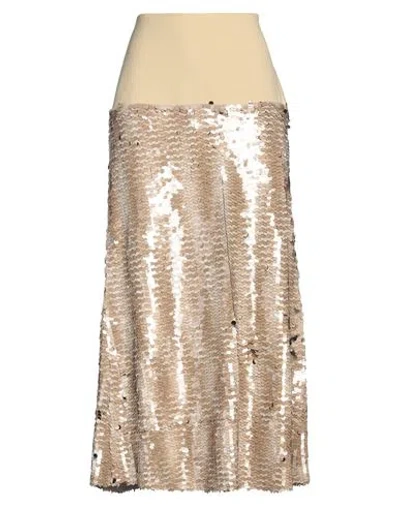 Erika Cavallini Woman Maxi Skirt Beige Size 6 Polyester, Virgin Wool, Elastane