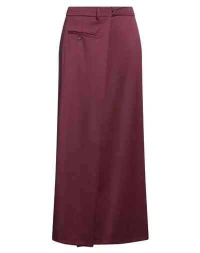 Erika Cavallini Woman Maxi Skirt Burgundy Size 6 Polyester, Virgin Wool, Elastane