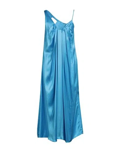 Erika Cavallini Woman Midi Dress Azure Size 10 Viscose In Blue
