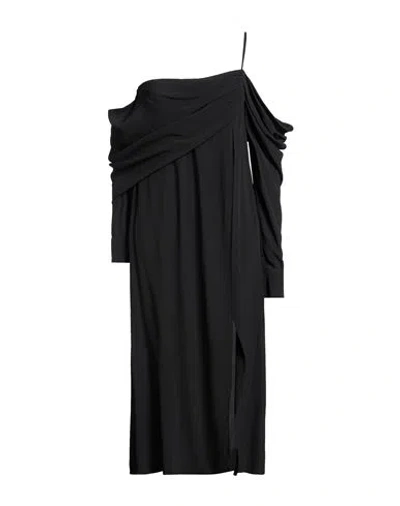 Erika Cavallini Woman Midi Dress Black Size 8 Acetate, Silk
