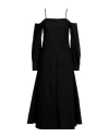 Erika Cavallini Woman Midi Dress Black Size 8 Cotton, Elastane In Black