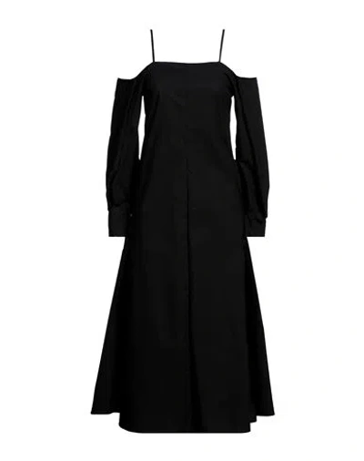 Erika Cavallini Woman Midi Dress Black Size 8 Cotton, Elastane