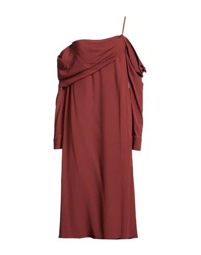 Erika Cavallini Woman Midi Dress Brick Size 6 Acetate, Silk In Animal Print