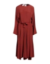 Erika Cavallini Woman Midi Dress Brick Size 6 Acetate, Silk In Red