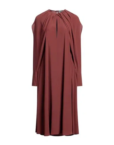 Erika Cavallini Woman Midi Dress Brown Size 10 Acetate, Silk