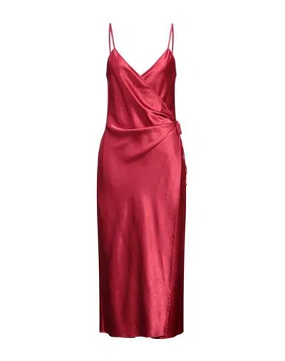 Erika Cavallini Woman Midi Dress Burgundy Size 6 Triacetate, Polyester In Red
