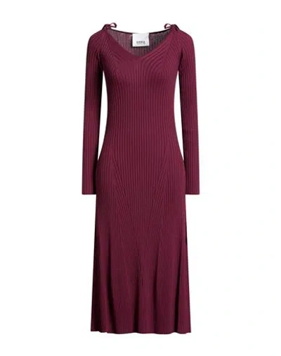 Erika Cavallini Woman Midi Dress Burgundy Size S Vinylal, Polyamide In Red