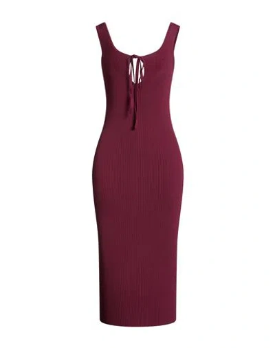 Erika Cavallini Woman Midi Dress Garnet Size L Viscose, Polyamide In Burgundy