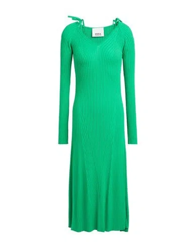 Erika Cavallini Woman Midi Dress Green Size M Vinylal, Polyamide
