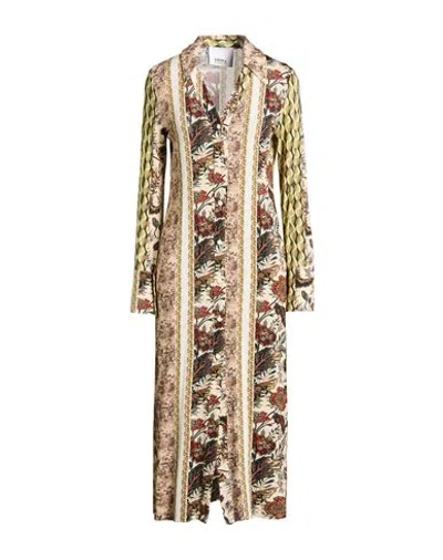 Erika Cavallini Woman Midi Dress Ivory Size 6 Viscose, Elastane In Multi