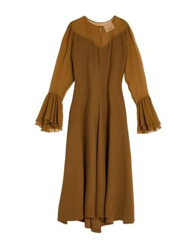 Erika Cavallini Woman Midi Dress Khaki Size 6 Viscose, Acetate, Polyester