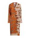 Erika Cavallini Woman Midi Dress Orange Size 6 Silk In Orange