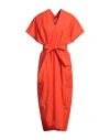 Erika Cavallini Woman Midi Dress Orange Size 8 Cotton, Elastane In Orange