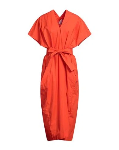 Erika Cavallini Woman Midi Dress Orange Size 8 Cotton, Elastane