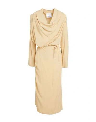 Erika Cavallini Woman Midi Dress Pastel Yellow Size 8 Acetate, Silk