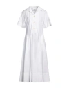 Erika Cavallini Woman Midi Dress White Size 8 Cotton, Elastane