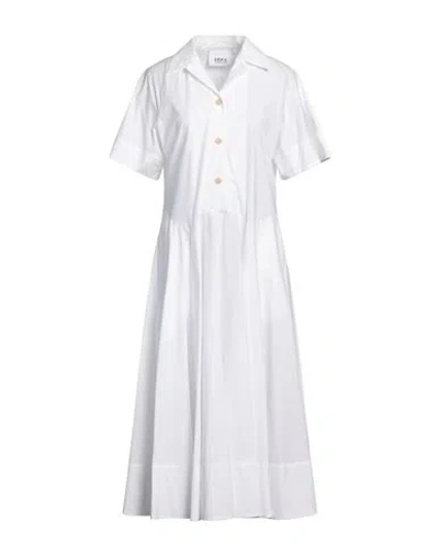 Erika Cavallini Woman Midi Dress White Size 8 Cotton, Elastane