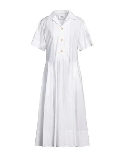 Erika Cavallini Woman Midi Dress White Size 8 Cotton, Elastane In White