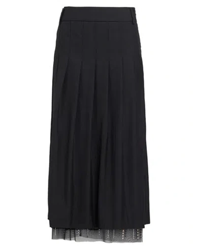 Erika Cavallini Woman Midi Skirt Black Size 6 Virgin Wool