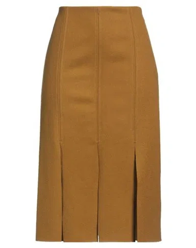Erika Cavallini Woman Midi Skirt Mustard Size 8 Wool, Polyamide In Yellow