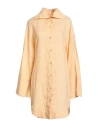 Erika Cavallini Woman Mini Dress Apricot Size 8 Linen In Brown