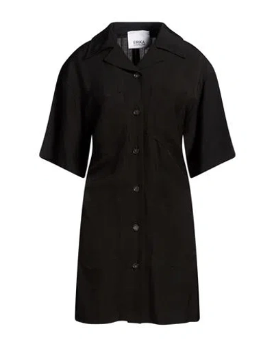 Erika Cavallini Woman Mini Dress Black Size 12 Viscose In Brown
