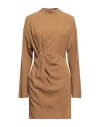 Erika Cavallini Woman Mini Dress Camel Size 10 Viscose, Acetate In Beige