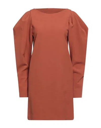 Erika Cavallini Woman Mini Dress Rust Size 10 Polyester, Viscose, Elastane In Red