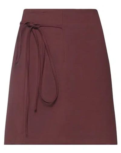 Erika Cavallini Woman Mini Skirt Brown Size 10 Polyester, Virgin Wool, Elastane