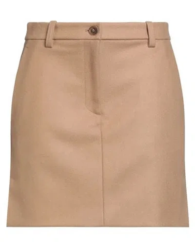 Erika Cavallini Woman Mini Skirt Camel Size 8 Virgin Wool, Polyamide In Brown
