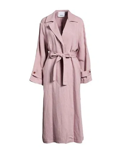 Erika Cavallini Woman Overcoat & Trench Coat Antique Rose Size 4 Viscose, Linen In Pink