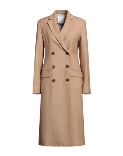 Erika Cavallini Woman Overcoat & Trench Coat Camel Size 12 Virgin Wool, Polyester In Beige