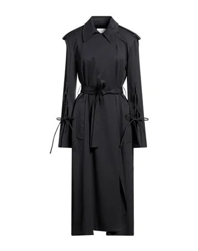 Erika Cavallini Woman Overcoat & Trench Coat Grey Size 12 Polyester, Virgin Wool, Elastane In Black