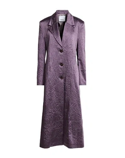 Erika Cavallini Woman Overcoat & Trench Coat Purple Size 10 Cotton, Acetate