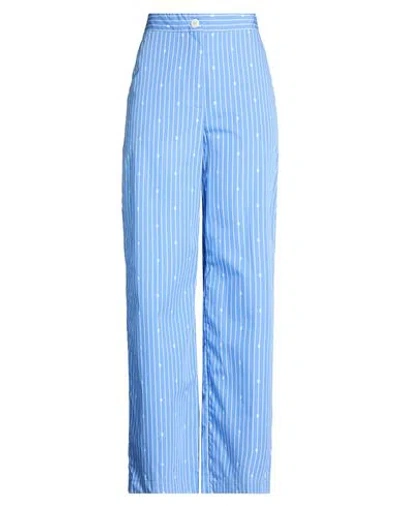 Erika Cavallini Woman Pants Azure Size 6 Cotton In Blue