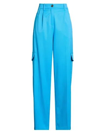 Erika Cavallini Woman Pants Azure Size 8 Polyester, Virgin Wool, Elastane In Blue