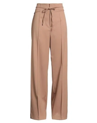 Erika Cavallini Woman Pants Camel Size 8 Polyester, Virgin Wool, Elastane In Neutral