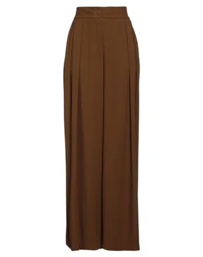 Erika Cavallini Woman Pants Camel Size 8 Viscose, Acetate In Brown