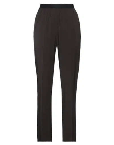 Erika Cavallini Woman Pants Dark Brown Size 12 Viscose, Virgin Wool, Elastane