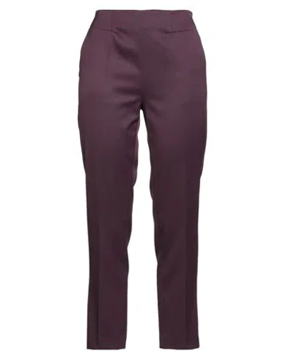 Erika Cavallini Woman Pants Dark Purple Size 4 Polyester, Virgin Wool, Elastane