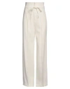 Erika Cavallini Woman Pants Ivory Size 2 Polyester, Virgin Wool, Elastane In White