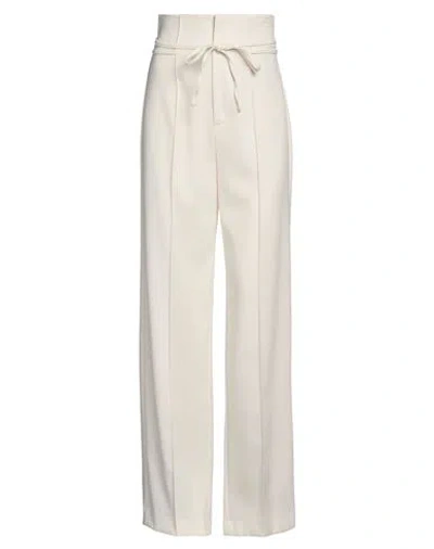 Erika Cavallini Woman Pants Ivory Size 2 Polyester, Virgin Wool, Elastane In White
