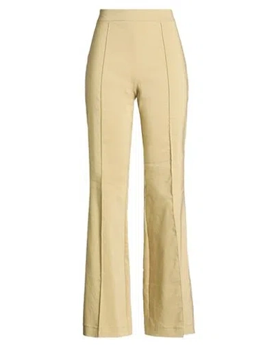 Erika Cavallini Woman Pants Khaki Size 10 Linen, Polyester, Viscose, Elastane In Neutral